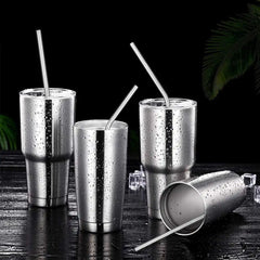 12-Pack Reusable Stainless Steel Straws with Case