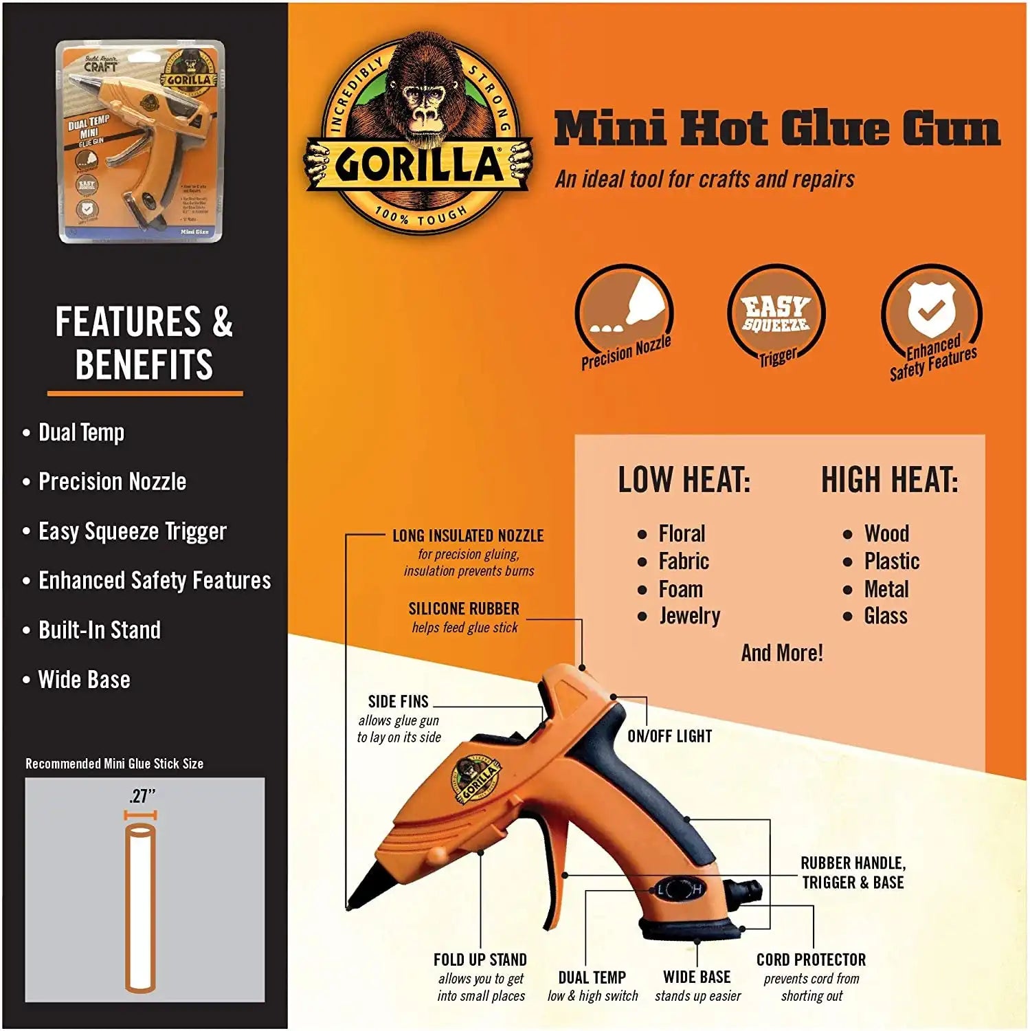 Mini Hot Glue Gun Kit with 75 Hot Glue Sticks