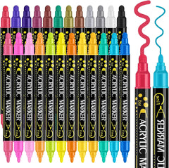 24 Colors Dual Tip Acrylic Paint Pens Markers