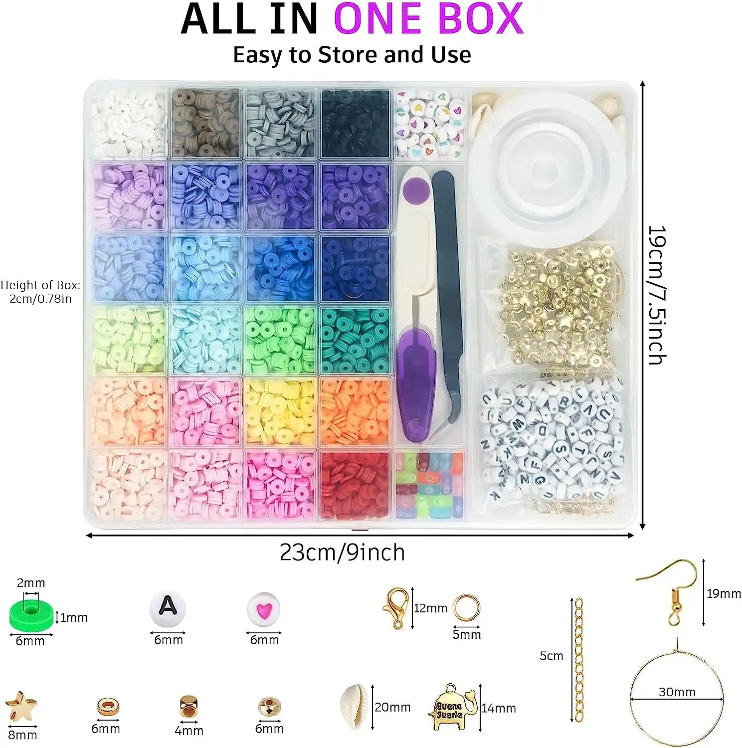 6000 Pcs Clay Beads for Bracelet Making Kit