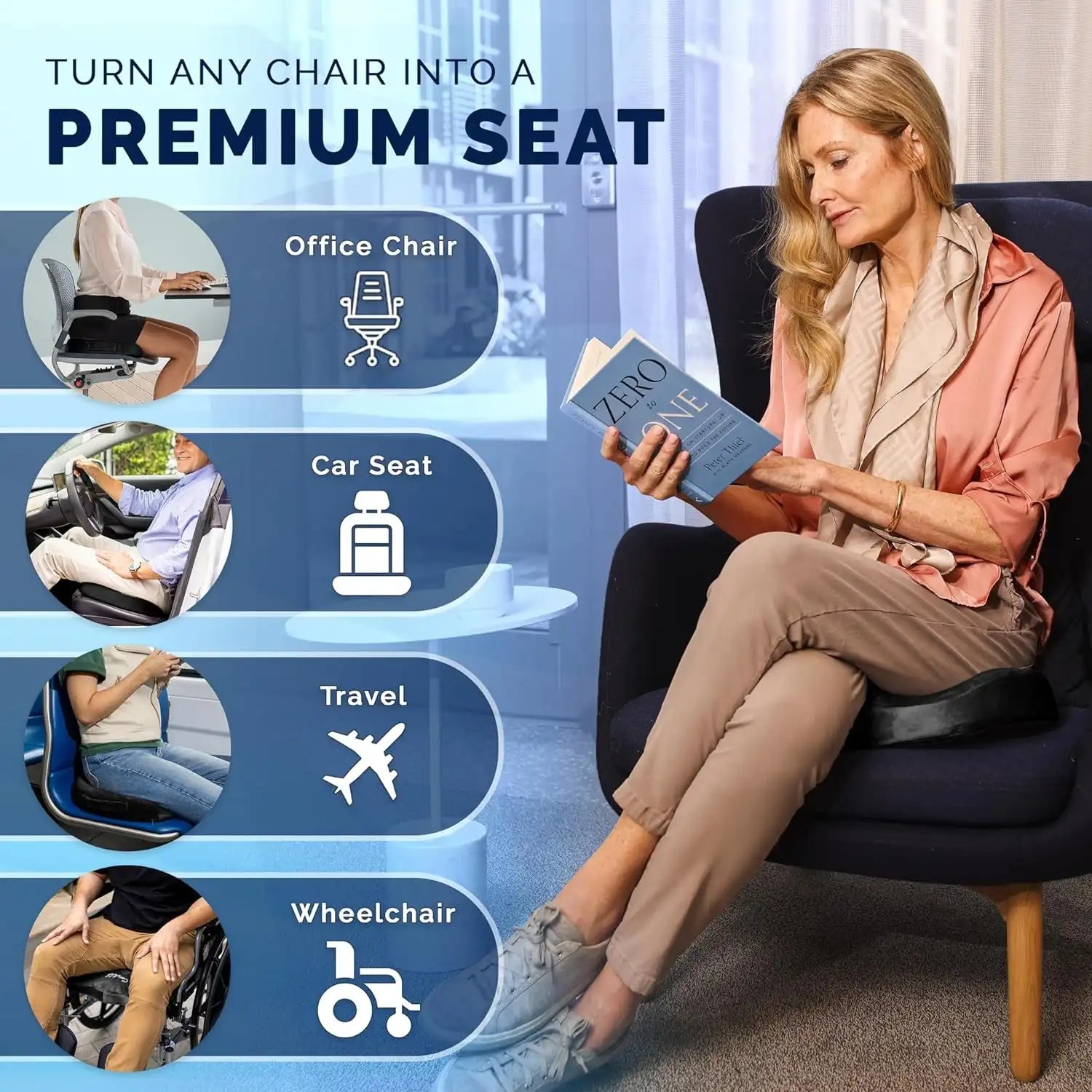 Gel Enhanced Seat Cushion for Chair
