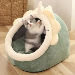 Cozy Washable Cat Bed: Warm Basket and Lounger with Kitten Cushion