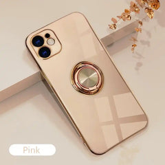 Luxury Ring-Stand Silicone Case for iPhone - Plated & Soft for Ultimate Protection