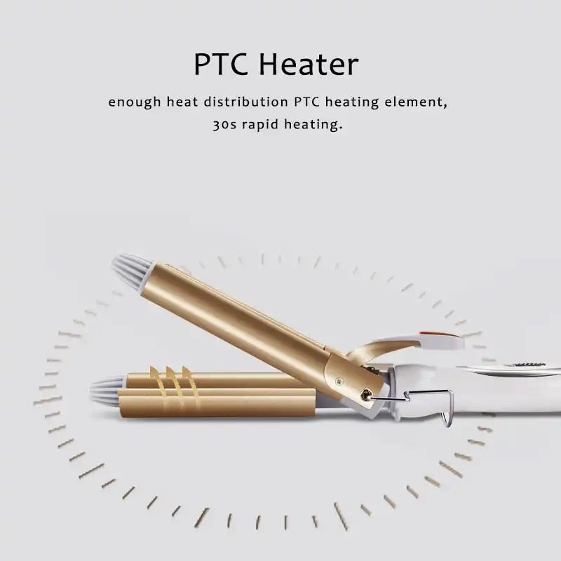 Triple Barrel Ceramic Hair Curler - Styler for Professional Waves