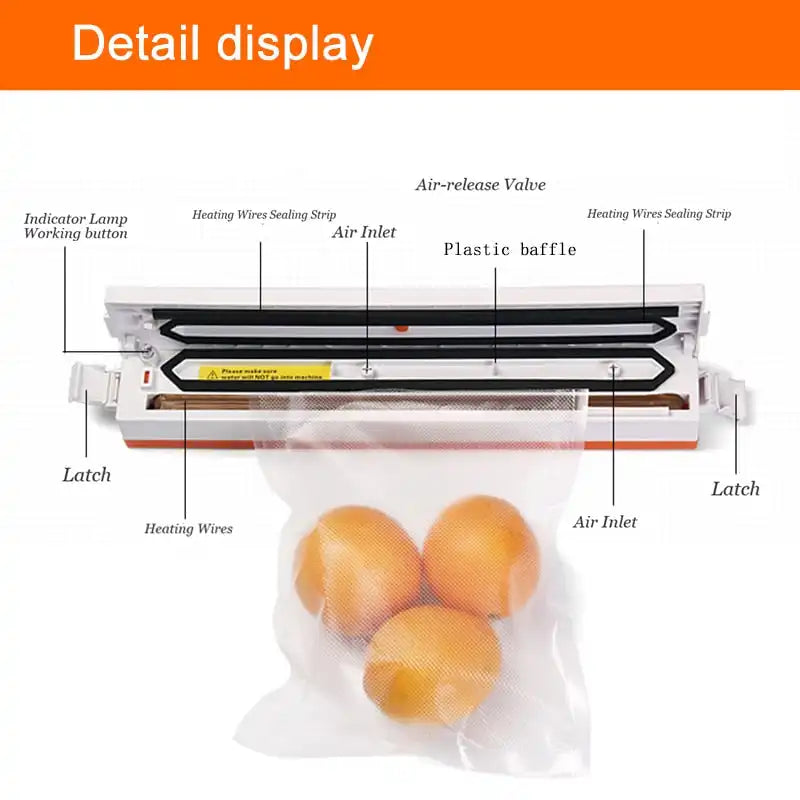 SaengQ Electric Food Sealer: Home Kitchen Vacuum Packager with 15pcs Bags