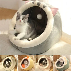 Cozy Washable Cat Bed: Warm Basket and Lounger with Kitten Cushion
