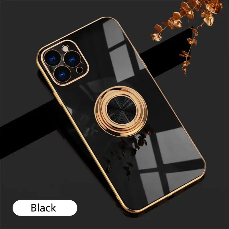 Luxury Ring-Stand Silicone Case for iPhone - Plated & Soft for Ultimate Protection