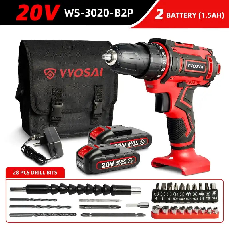 Versatile Cordless Drill - Compact Power Driver with 12V, 16V, 20V Lithium-Ion Battery