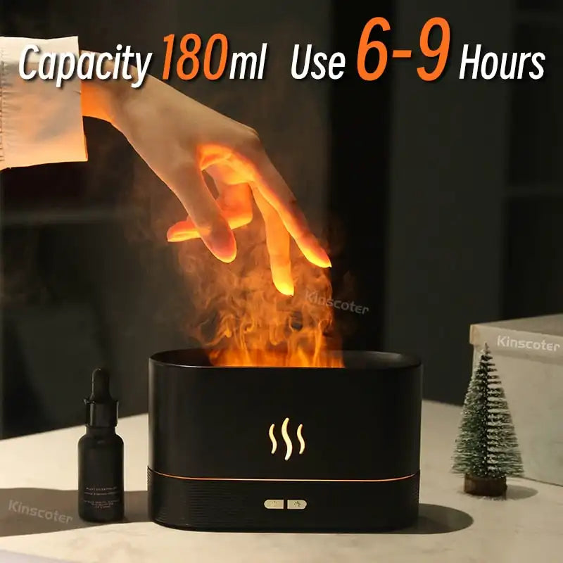 Ultrasonic Aroma Diffuser with Cool Mist & LED Flame Lamp