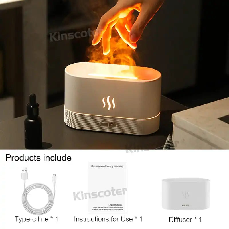 Ultrasonic Aroma Diffuser with Cool Mist & LED Flame Lamp