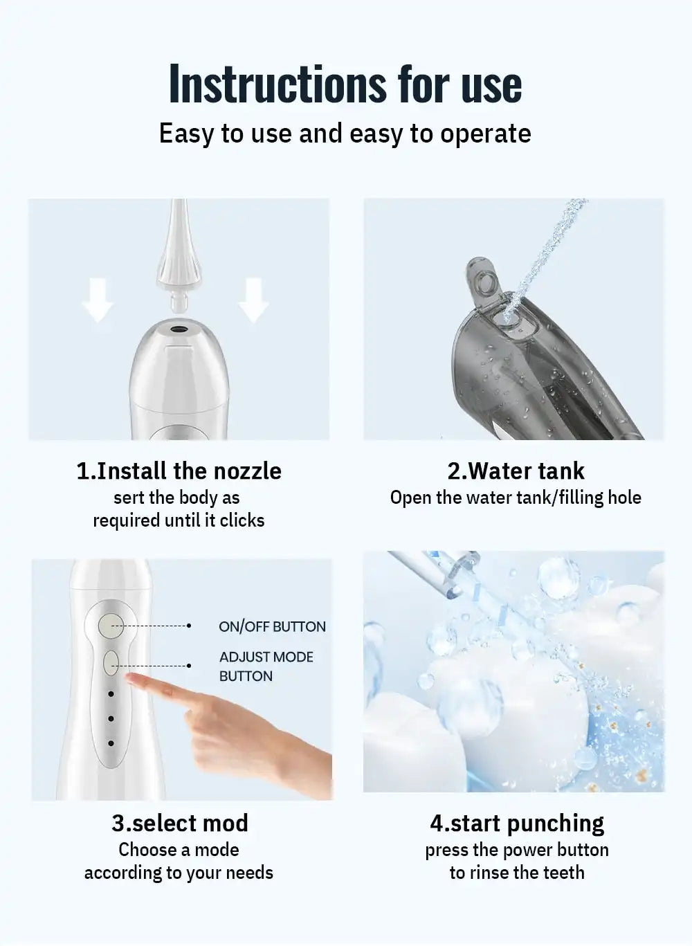 Rechargeable Oral Irrigator - Portable USB Water Flosser with 300ML Tank