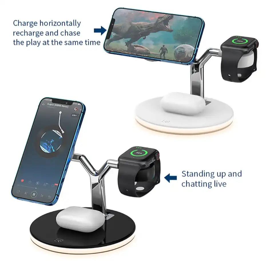 Bonola 15W 3-in-1 Magnetic Wireless Charger with Night Light: Fast Docking Station for All Devices