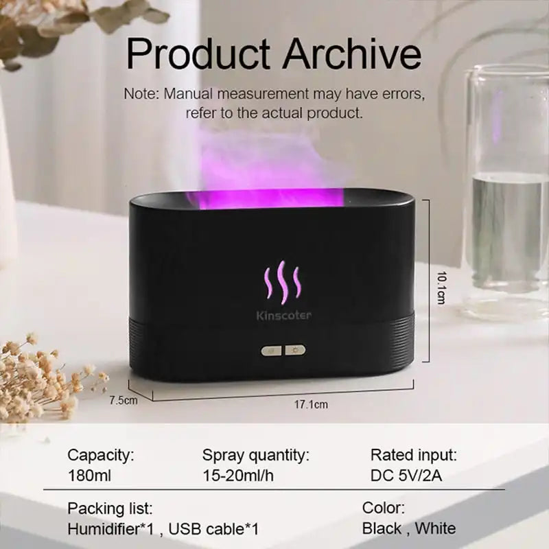 Ultrasonic Aroma Diffuser with Cool Mist & LED Flame Lamp