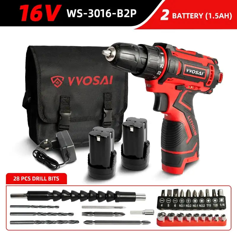 Versatile Cordless Drill - Compact Power Driver with 12V, 16V, 20V Lithium-Ion Battery