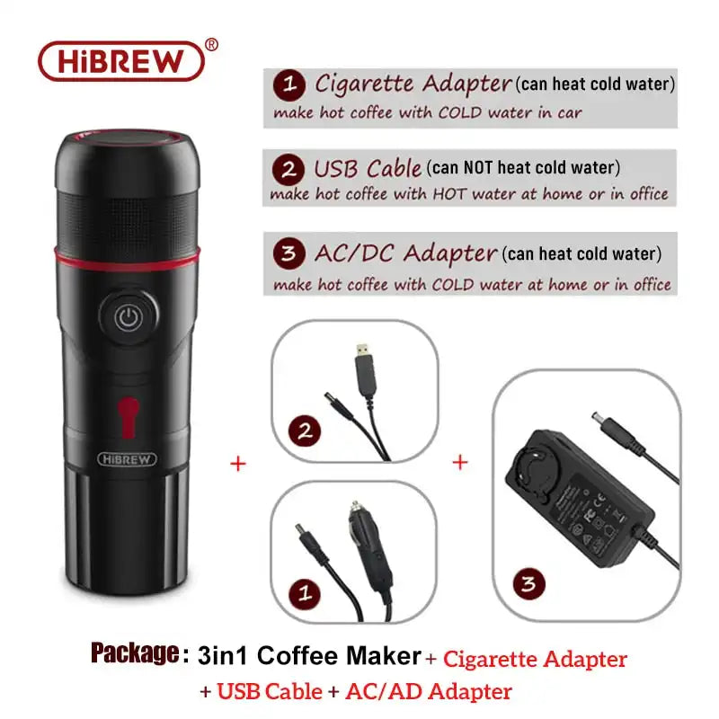 HiBREW On-the-Go: Cafetera compacta para auto y hogar