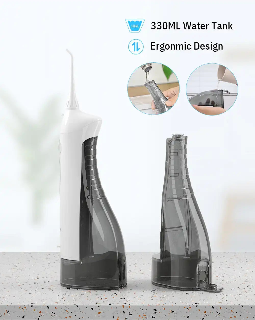 Irrigador oral recargable - Flosser de agua USB portátil con tanque de 300ML