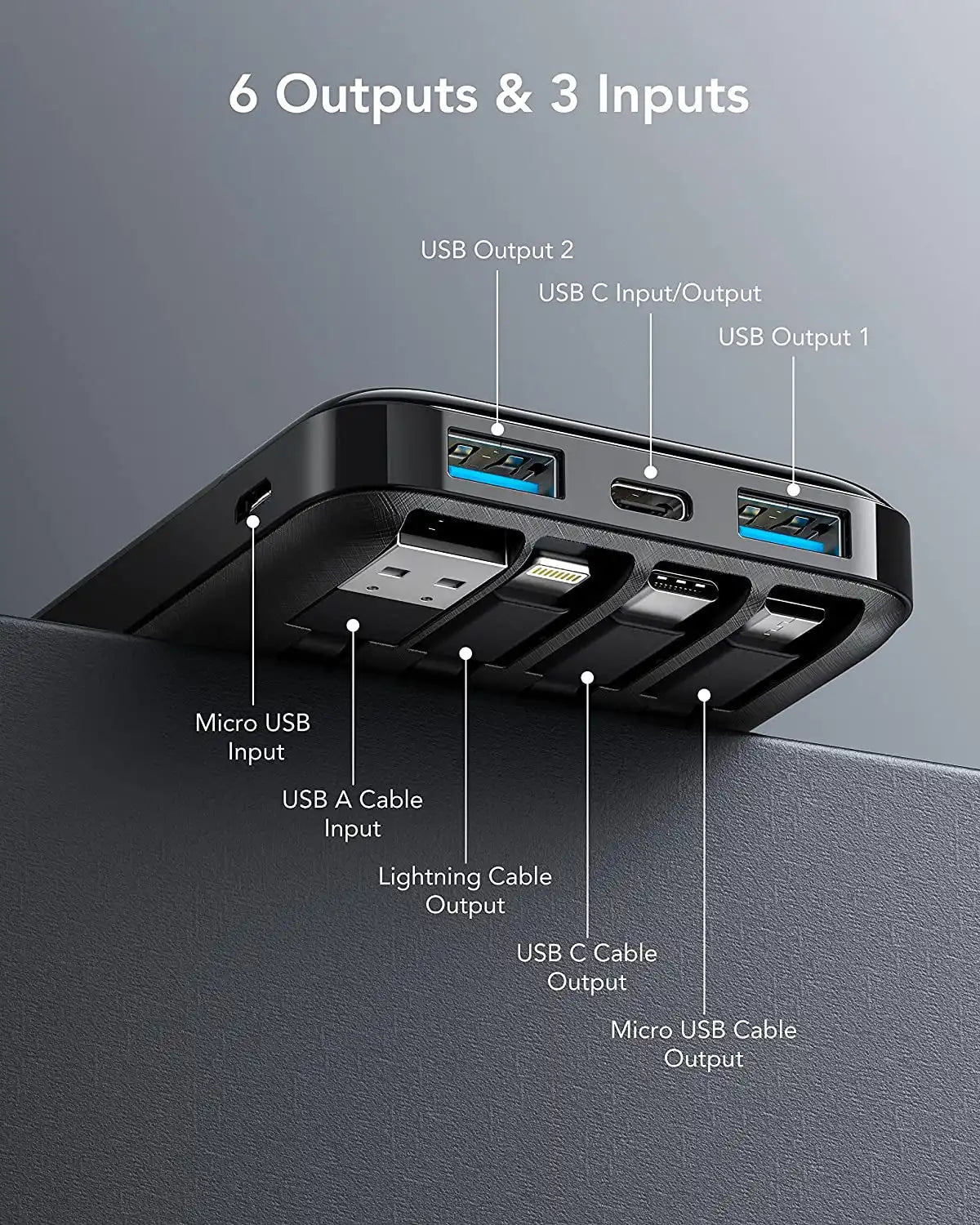 Power Bank with Built in Cables